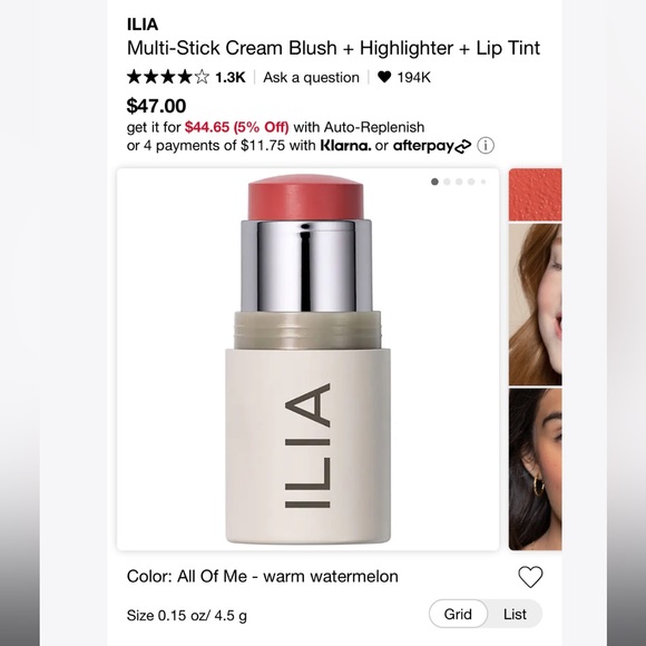 ILIA - Multi-Stick Cream Blush + Highlighter + Lip Tint BNIB - Picture 1 of 4